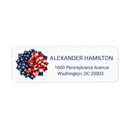 Patriotic Flag Floral Illustration Return Address