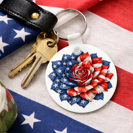 Patriotic Flag Floral Illustration Schlüsselanhänger