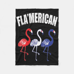 Patriotic Flamingo Red White Blue 4. Juli Indepen Fleecedecke