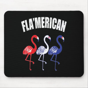 Patriotic Flamingo Red White Blue 4. Juli Indepen Mousepad
