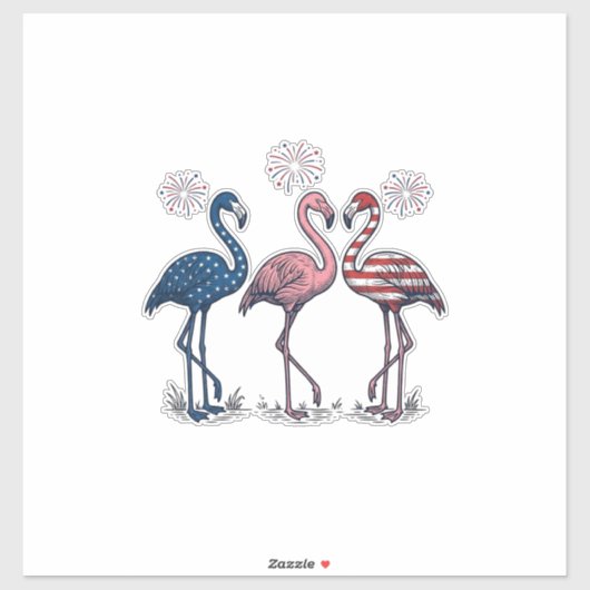 Patriotic Flamingo Trio Vintage Engraving Design_1 Aufkleber (Blatt)