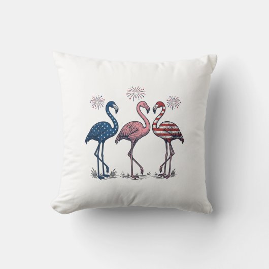 Patriotic Flamingo Trio Vintage Engraving Design_1 Kissen (Vorderseite)