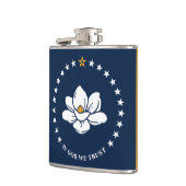 Patriotic flask with Flag of Mississippi State, US Flachmann (Links)