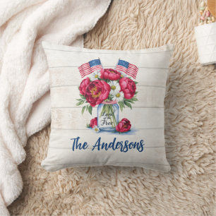 Patriotic Floral 4. Juli Kissen