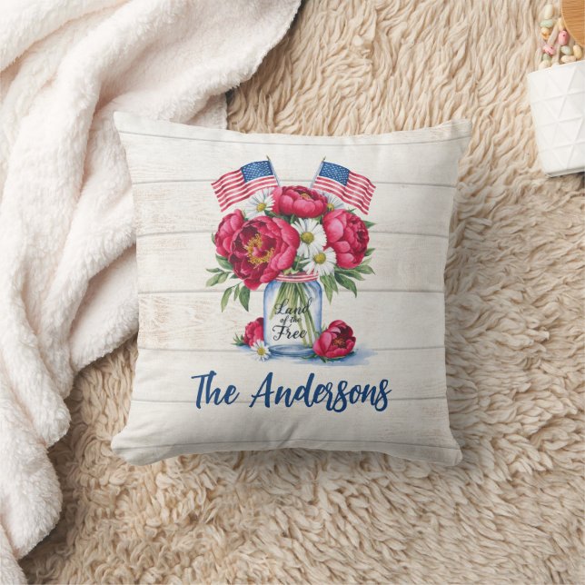 Patriotic Floral 4. Juli Kissen (Decke)