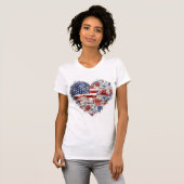 Patriotic Floral Heart T - Shirt (Vorne ganz)