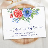 Patriotic Floral Red Blue 4. Juli Hochzeit Save The Date