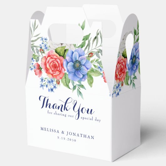 Patriotic Floral Red White Blue 4. Juli Hochzeit Geschenkschachtel (Geöffnet)