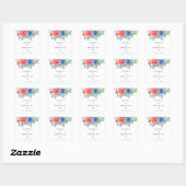 Patriotic Floral Red White Blue 4. Juli Hochzeit Quadratischer Aufkleber (Blatt)