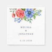 Patriotic Floral Red White Blue 4. Juli Hochzeit Serviette (Vorderseite)