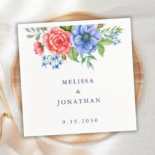 Patriotic Floral Red White Blue 4. Juli Hochzeit Serviette