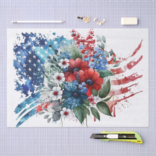 Patriotic Floral Seidenpapier (Handwerk)
