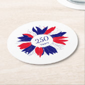Patriotic Floral USA 250 Years 4th of July  Runder Pappuntersetzer (Angewinkelt)