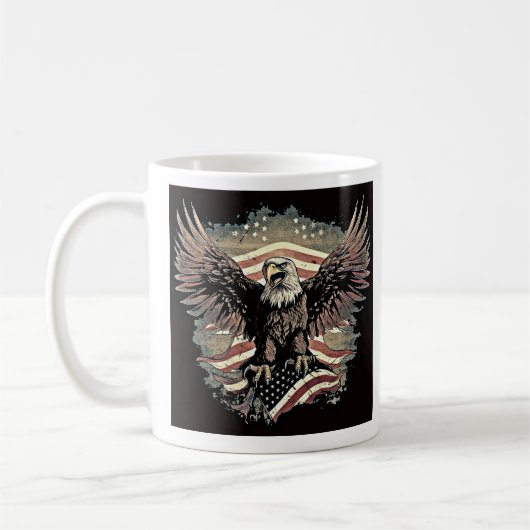 Patriotic Flying Bald Eagle USA Flag Kaffee Tasse (Links)