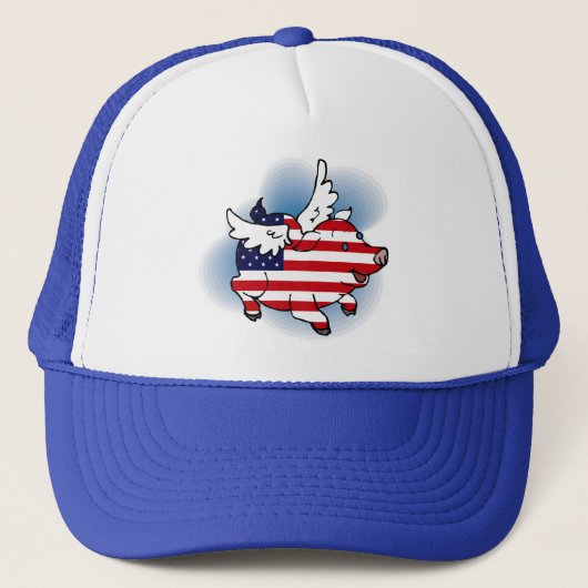 Patriotic Flying Pig Truckerkappe (Vorderseite)