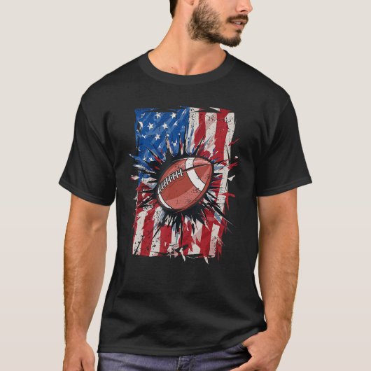 Patriotic Football 4. Juli Männer USA Fl T-Shirt (Vorderseite)