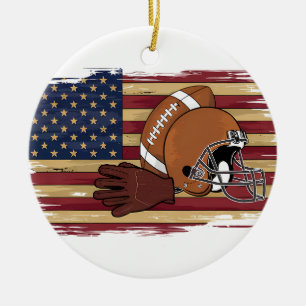Patriotic Football 4. Juli USA Flag Keramik Ornament
