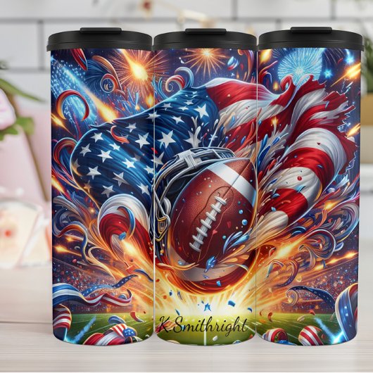 Patriotic Football Fireworks Stadium Burst Thermosbecher