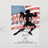 Patriotic Football W Game Day Watch Party Einladung (Vorne/Hinten)