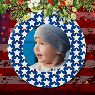 Patriotic Foto Baby's First Christmas Ornament
