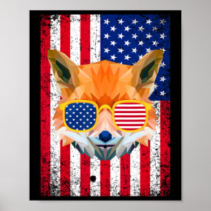 Patriotic Fox 4. Juli Sungles USA Fla Poster