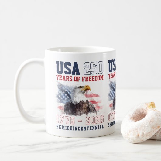 Patriotic Freedom America's 250th Anniversary Kaffeetasse (Mit Donut)