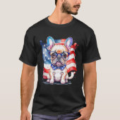 Patriotic French Bulldog Puppy American Flag T-Shirt (Vorderseite)