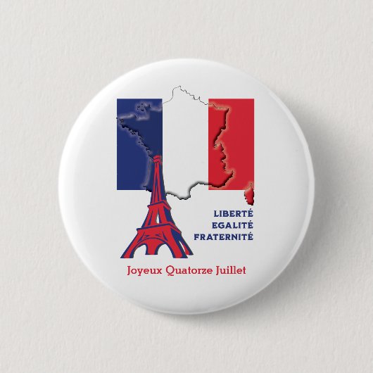 Patriotic French Flag BASTILLE DAY Button (Vorderseite)