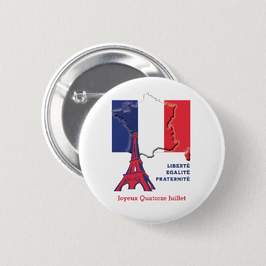 Patriotic French Flag BASTILLE DAY Button (Vorne & Hinten)