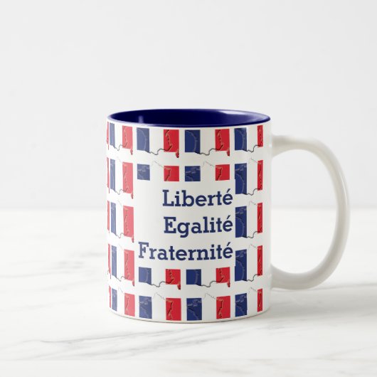 Patriotic FRENCH FLAG Liberté Egalité Fraternité Zweifarbige Tasse (Rechts)