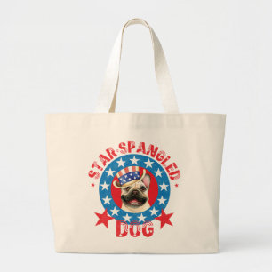 Patriotic Frenchie Large Tote Bag Jumbo Stoffbeutel