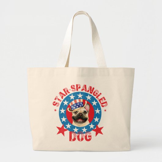 Patriotic Frenchie Large Tote Bag Jumbo Stoffbeutel (Vorne)