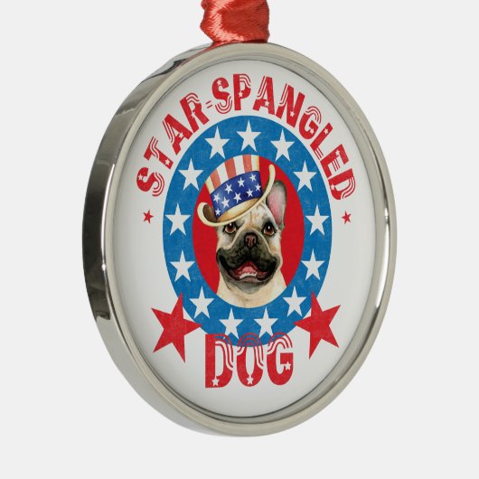 Patriotic Frenchie Metal Ornament (Rechts)