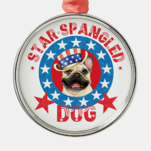 Patriotic Frenchie Metal Ornament Aus Metall