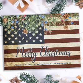 Patriotic Frohe Weihnachten Vintage amerikanische Mitteilungskarte