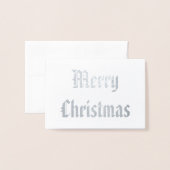 Patriotic Frohe Weihnachtskalligraphie Silver Folienkarte (Vorderseite mit Umschlag)