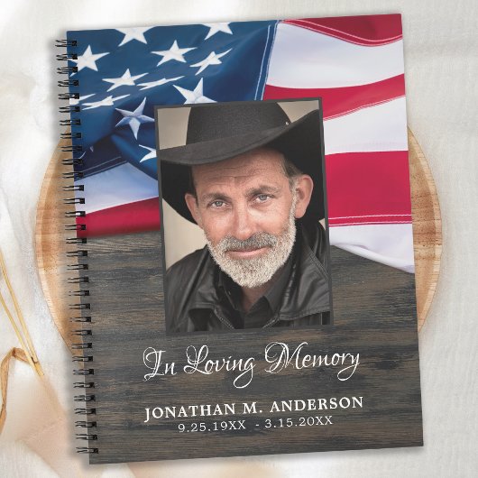 Patriotic Funeral Foto US Flag Memorial GuestBook Notizblock