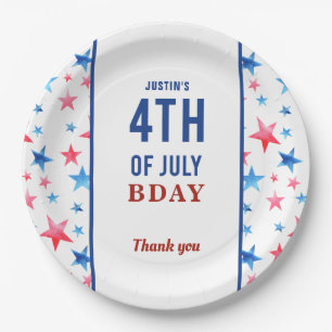 Patriotic Geburtstag 4. Juli Red Blue Stars Pappteller