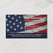 Patriotic General Contractor Professional Visitenkarte (Vorderseite)
