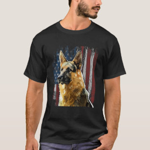 Patriotic German Shepherd American Flag Dog Gesche T-Shirt