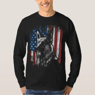 Patriotic German Shepherd American Flag Dog Gift T-Shirt