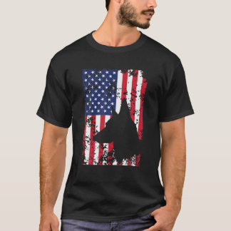 Patriotic German Shepherd AMERICAN FLAG Dog Lover T-Shirt