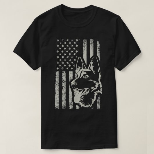 Patriotic German Shepherd AMERICAN FLAG Dog Lover T-Shirt (Design vorne)