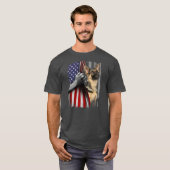 Patriotic German Shepherd American Flag Dog Lover T-Shirt (Vorne ganz)