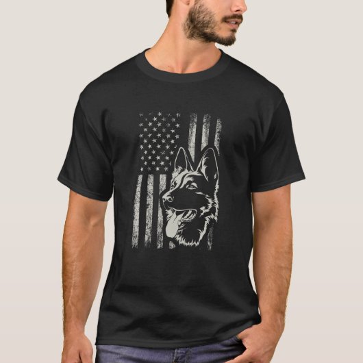Patriotic German-Shepherd AMERICAN FLAG Dog Lover T-Shirt (Vorderseite)