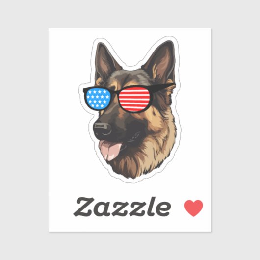 Patriotic German Shepherd Aufkleber (Blatt)