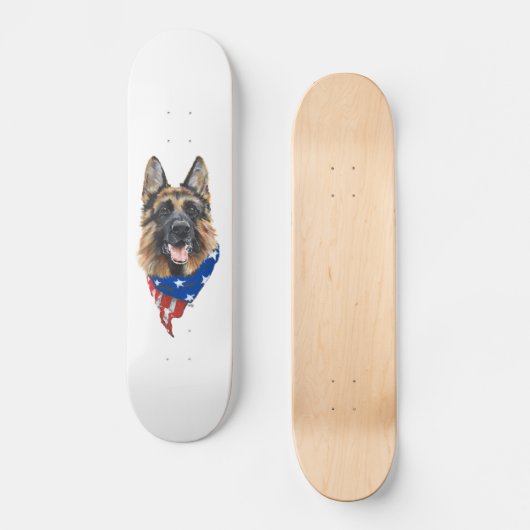 Patriotic German Shepherd Dog Skateboard (Vorderseite)