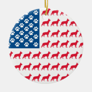 Patriotic German Shepherd Keramikornament
