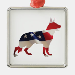 Patriotic German Shepherd Ornament Aus Metall