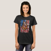 Patriotic German Shepherd Torn American Flag 4th O T-Shirt (Vorne ganz)